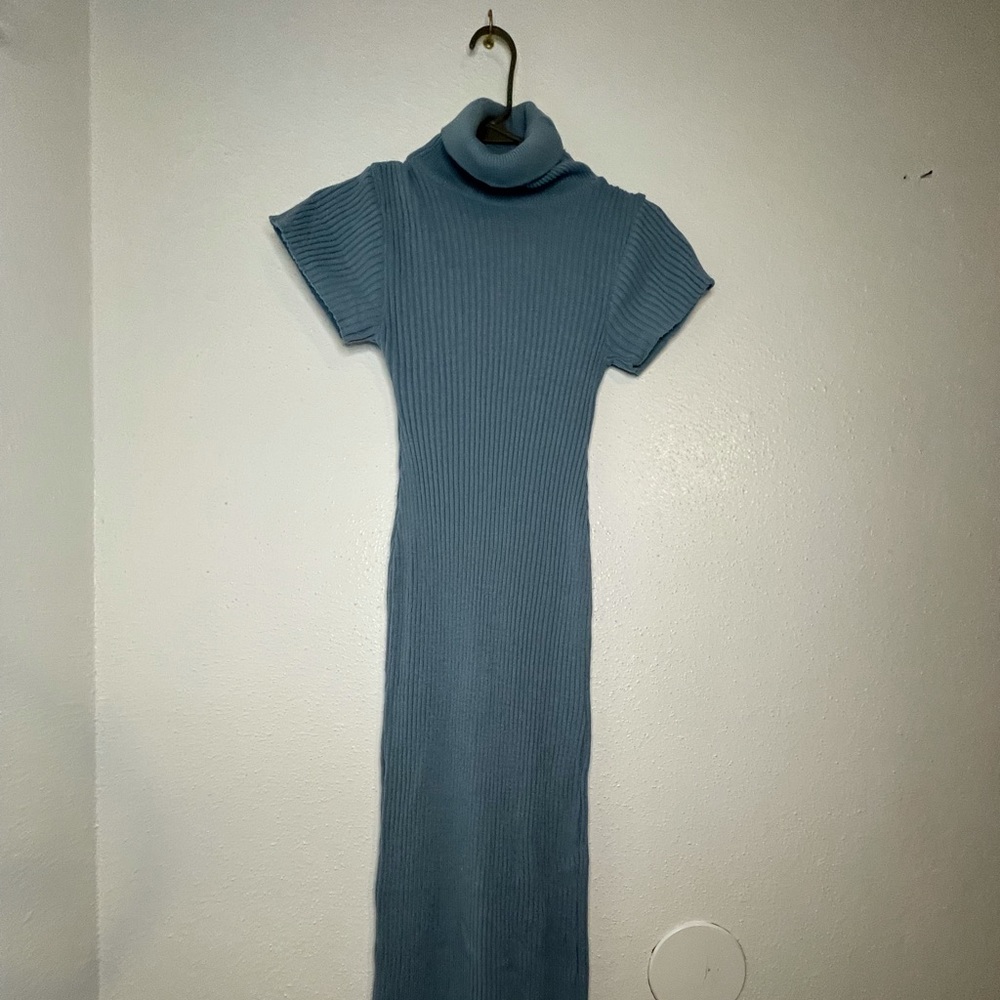 Tight long baby blue dress